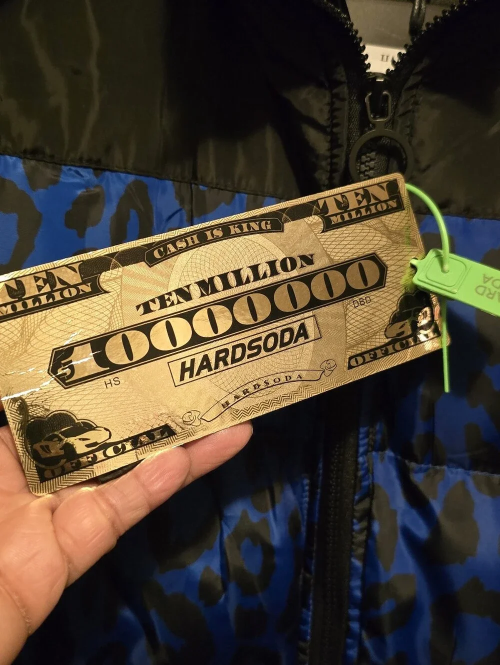 The Hard Soda Blue & Black Leopard Puffer Jacket